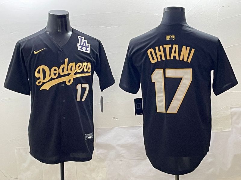 Men Los Angeles Dodgers 17 Ohtani Black Gold Nike 2025 MLB Jersey style 42412
